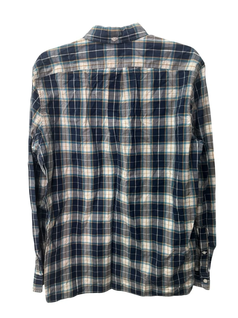 J.Crew button-down shirt features a blue and white plaid pattern size M